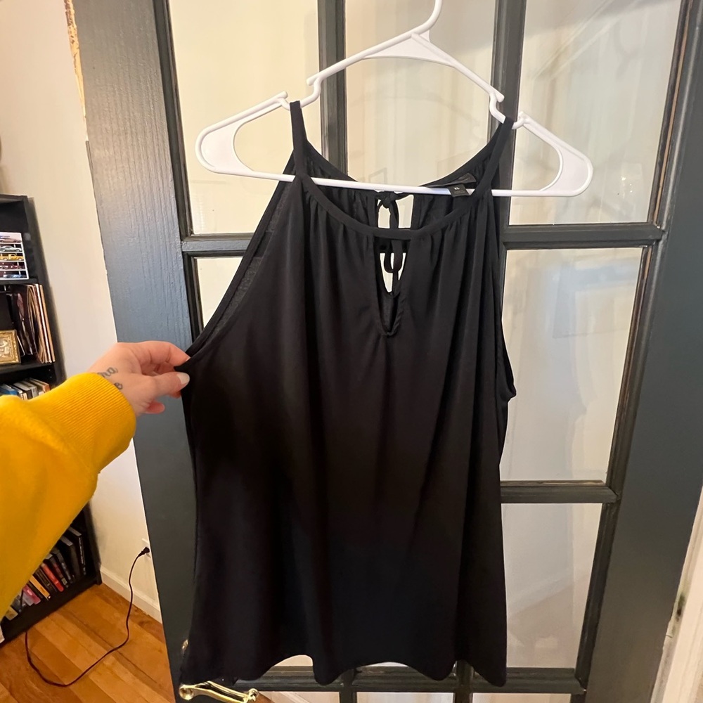 Xl black flowy tank top with tie in back